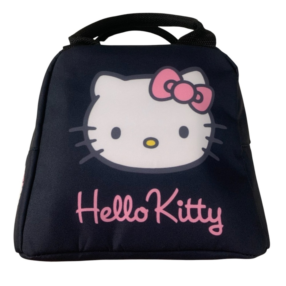 NEW Hello Kitty Front Pocket Insulated Lunch Tote Bag Black Pink White - Picture 2 of 9